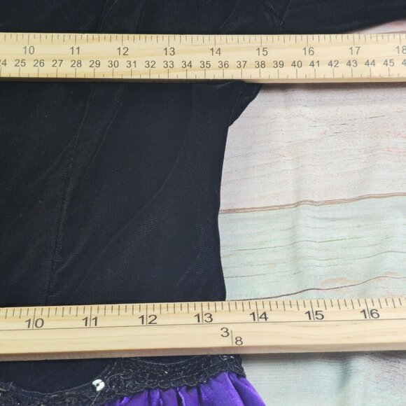 Jessica McClintock Gunne Sax Black Velvet & Purple Satin Long Sleeve Dress, Size - Picture 6 of 8